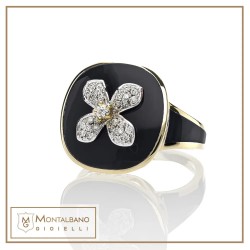 Allegra smalto grande con fiore 18kt